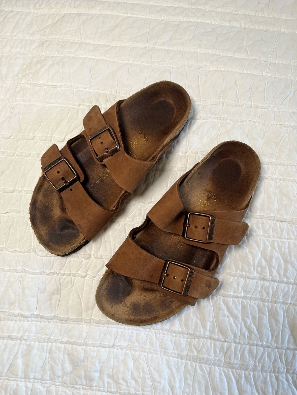Birkenstock Arizona Suede Two-Strap Sandals Brown Size 36